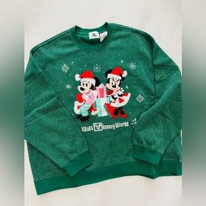 Walt Disney World Santa Mickey & Minnie Mouse Christmas Holiday Sweatshirt